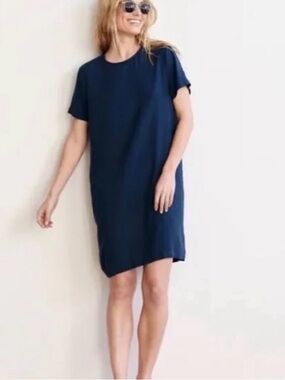 Jenni Kayne T-Shirt Dress Large Navy Short Sleeve Designer Preppy Minimalist